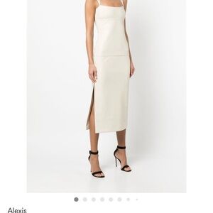 Alexis faux leather midi dress with side slit